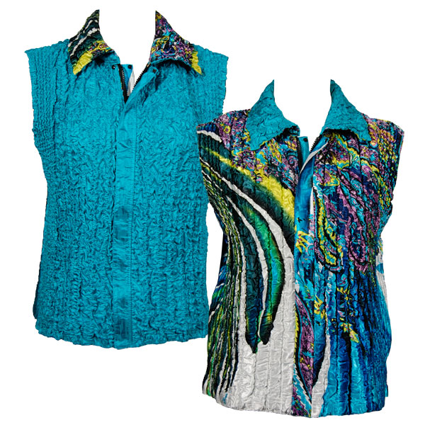 X206/PLUS - Turquoise Swirl<br>Quilted Reversible Vest