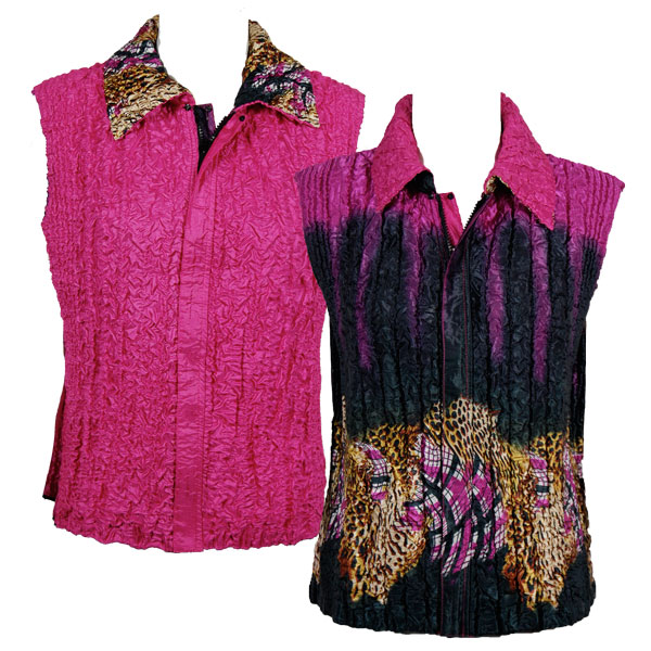 X204 - Pink Animal<br>Quilted Reversible Vest