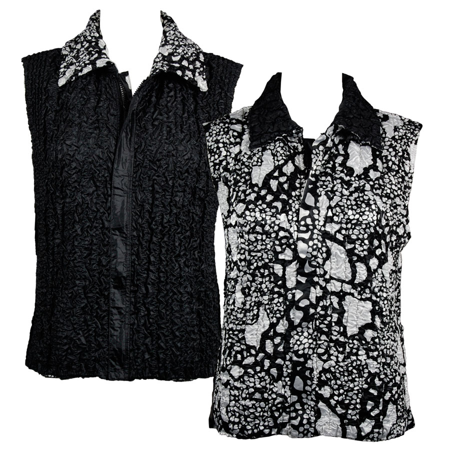 9024/PLUS - Black Abstract<br> Quilted Reversible Vest