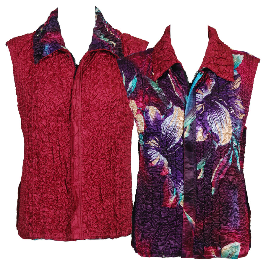 B52 - Flowers on Wine<br>Quilted Reversible Vest 