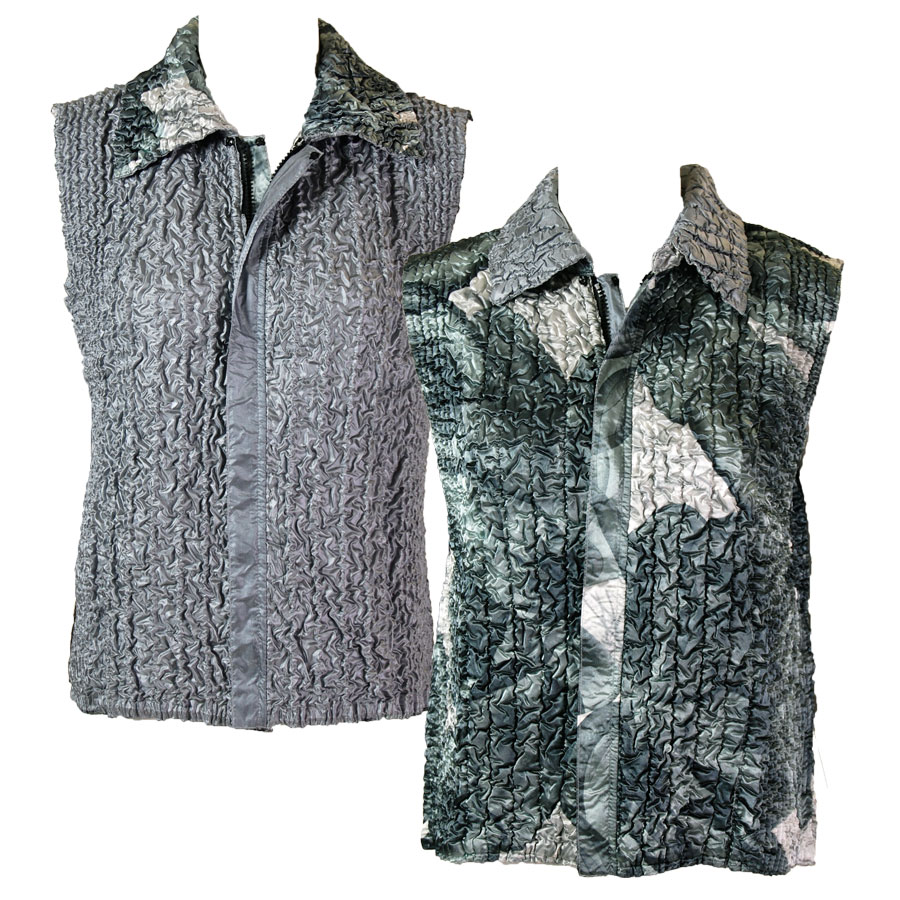 A33 - Silver Abstract<br>Quilted Reversible Vest