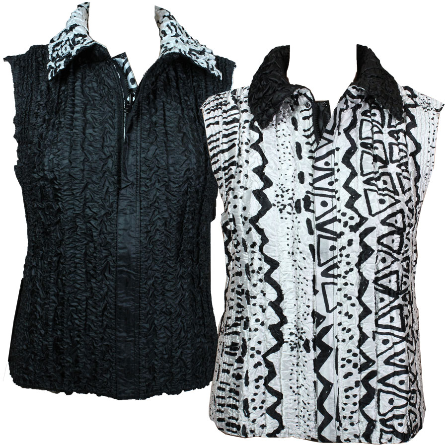 1401 - Abstract Black/White<br>Quilted Reversible Vest