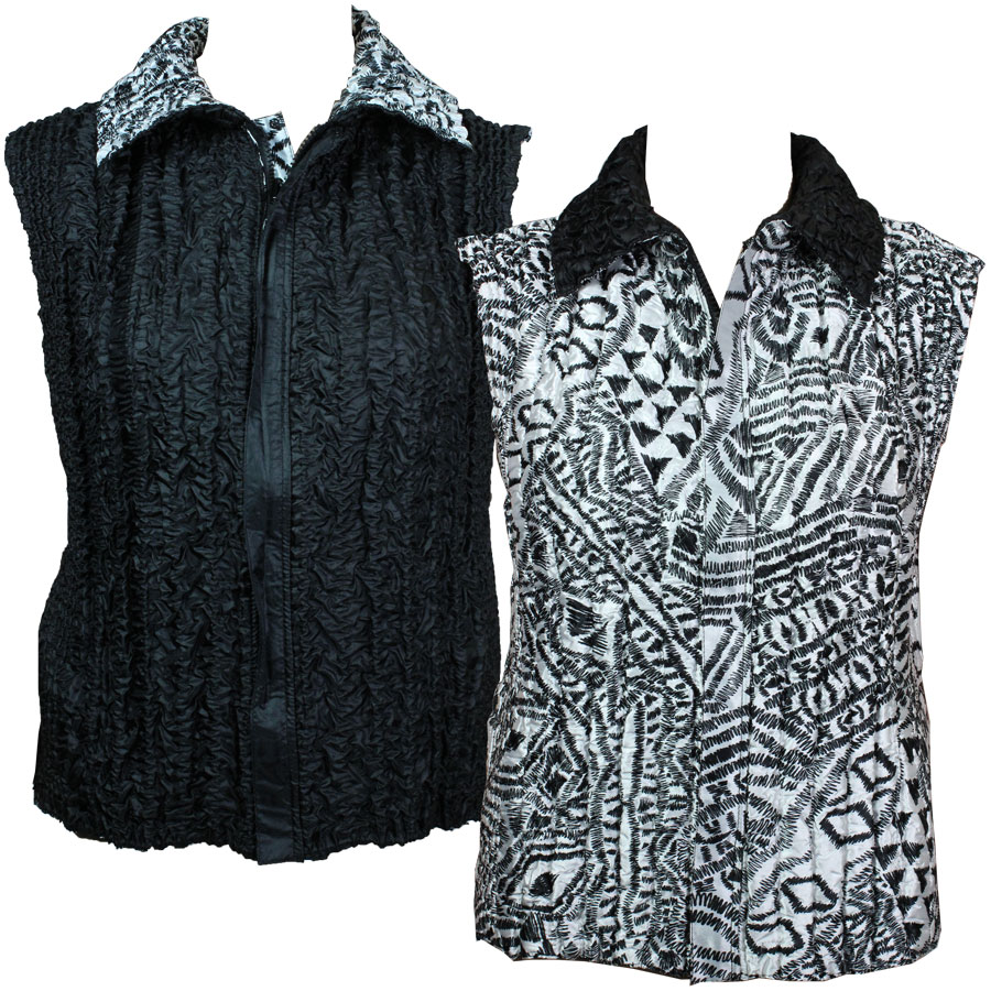 1401 - Abstract Dashes<br>Quilted Reversible Vest