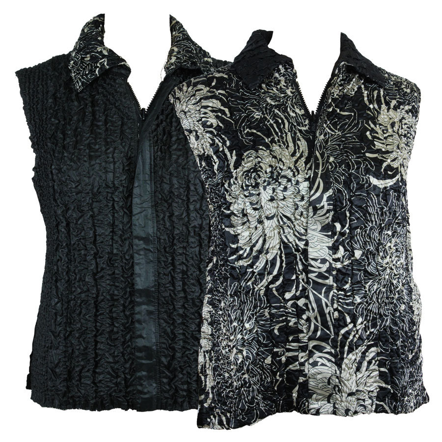 14010 - Floral on Black<br>Quilted Reversible Vest