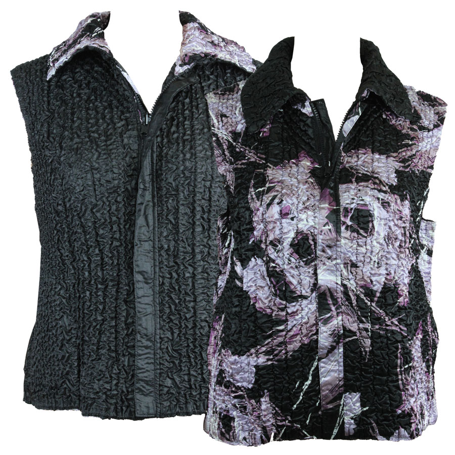 9065 - Brushstrokes Black-Purple<br> Quilted Reversible Vest