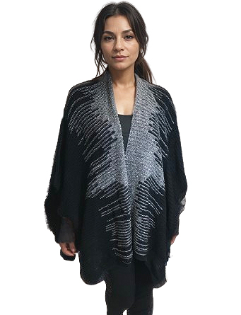 5126 - Metallic Ribbed Knit Ruana/Cape