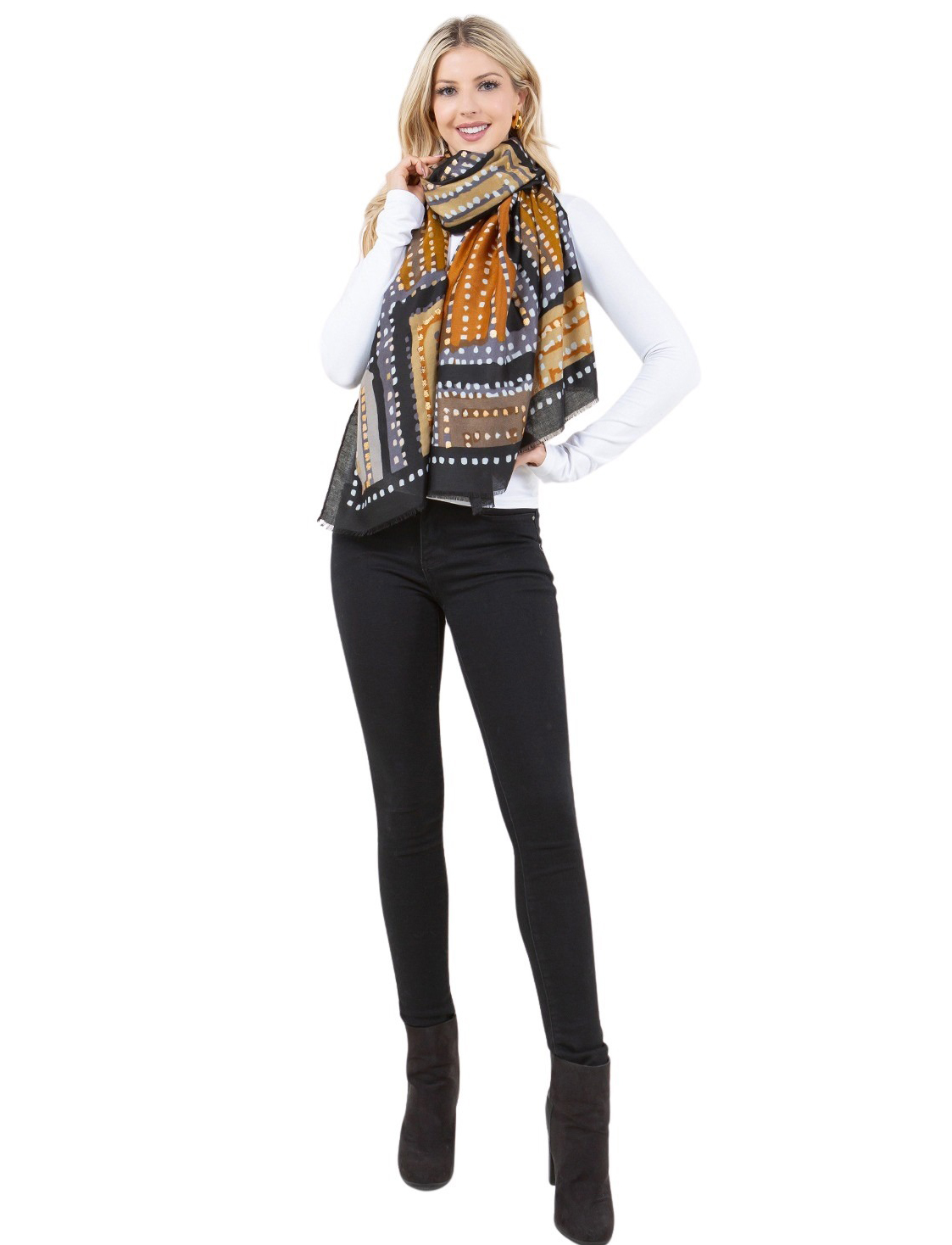 4303 - Geometric Dot Design Scarf/Shawl