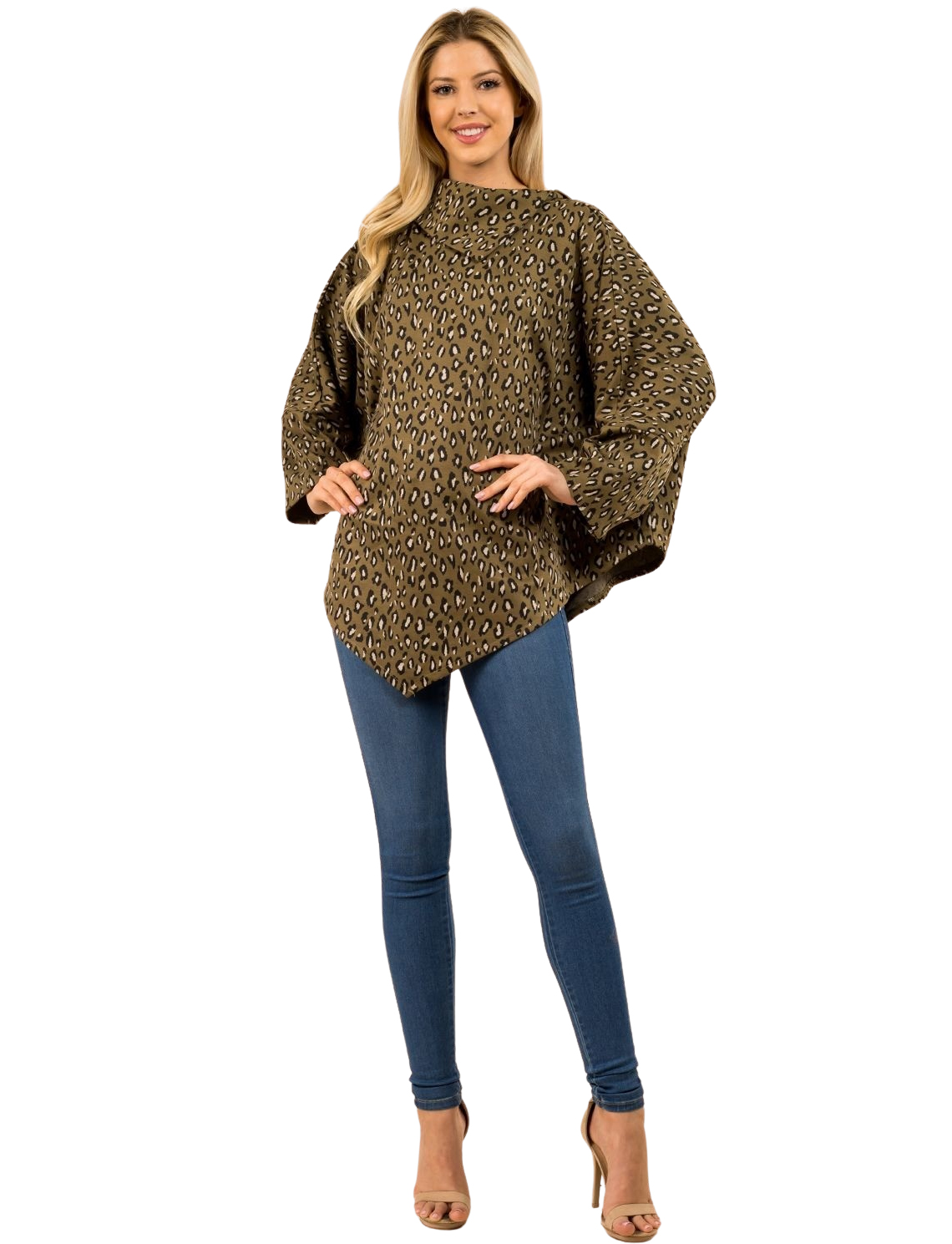 3315 - Animal Print Poncho with Sleeves