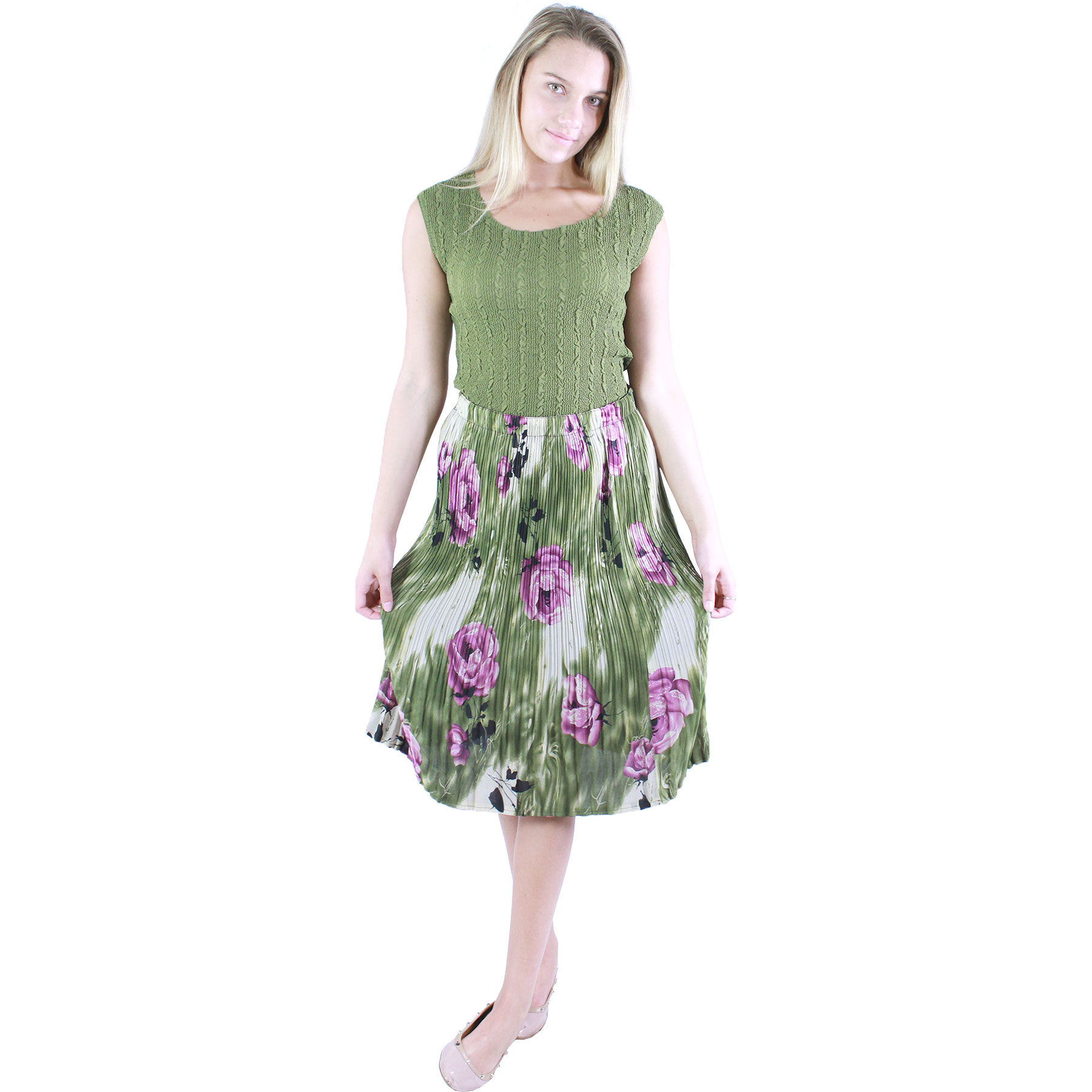 1031 - Georgette Mini Pleat Calf Length Skirts
