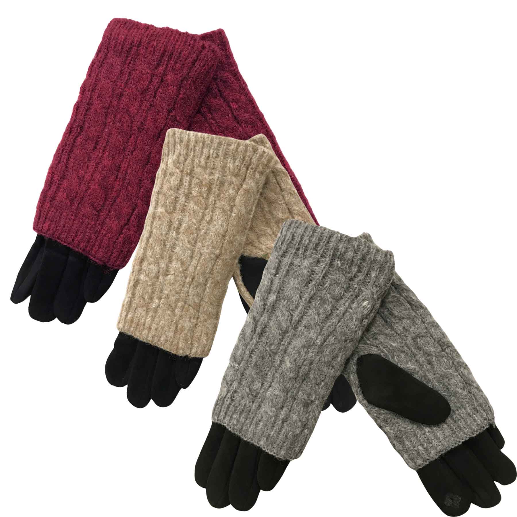 3033 - Cable  Knit Layered Gloves